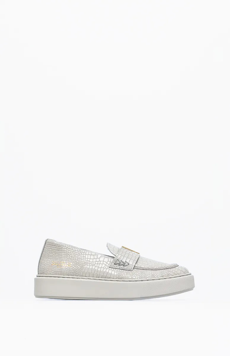 Mokasyny skórzane KAYLA LIGHT GRAY COCO 37 - Vanda Novak