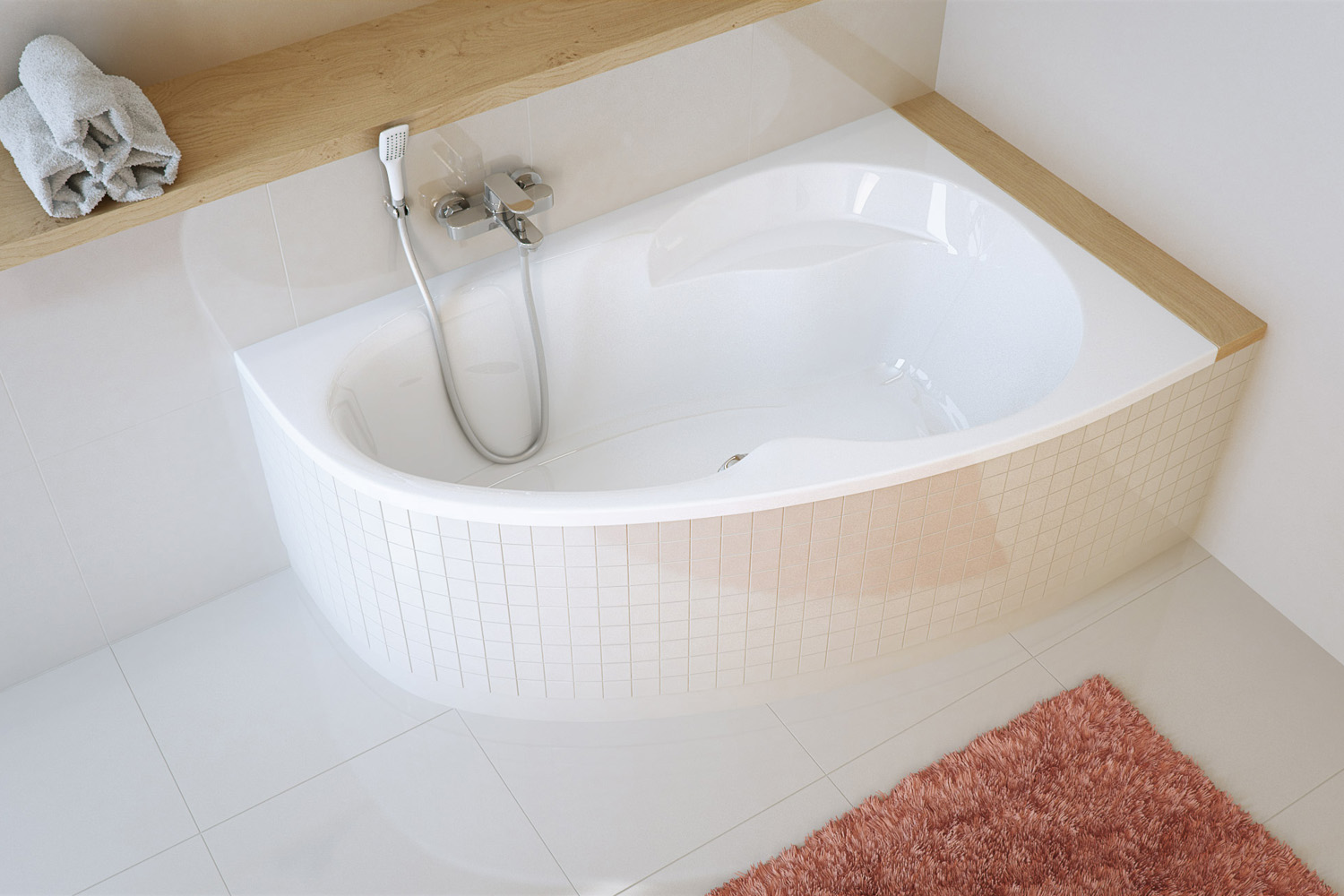Excellent Newa Plus wanna narożna 160x95 cm prawa biała WAEX.NEP16WH