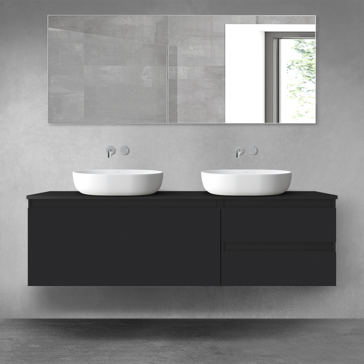 Oltens Vernal zestaw mebli łazienkowych 160 cm z blatem czarny mat 68439300 - Wysyłka w 24h