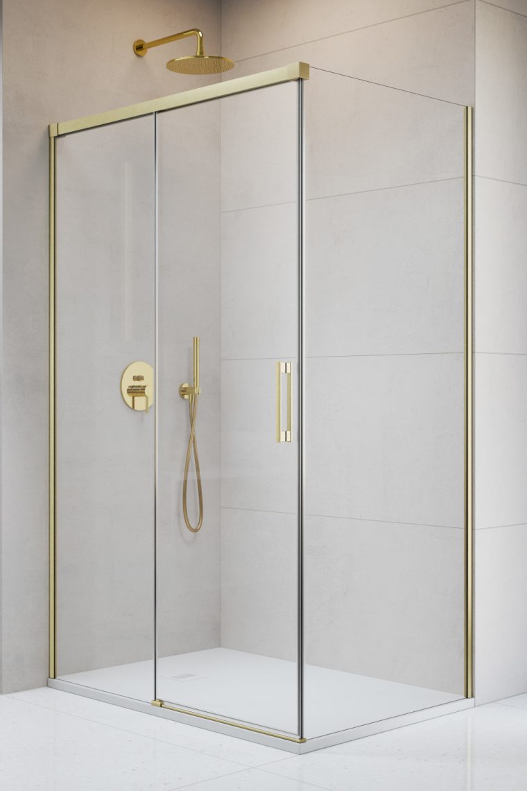 Radaway Idea S1 ścianka prysznicowa 90 cm złoty szczotkowany/szkło przezroczyste 10360090-01-01R