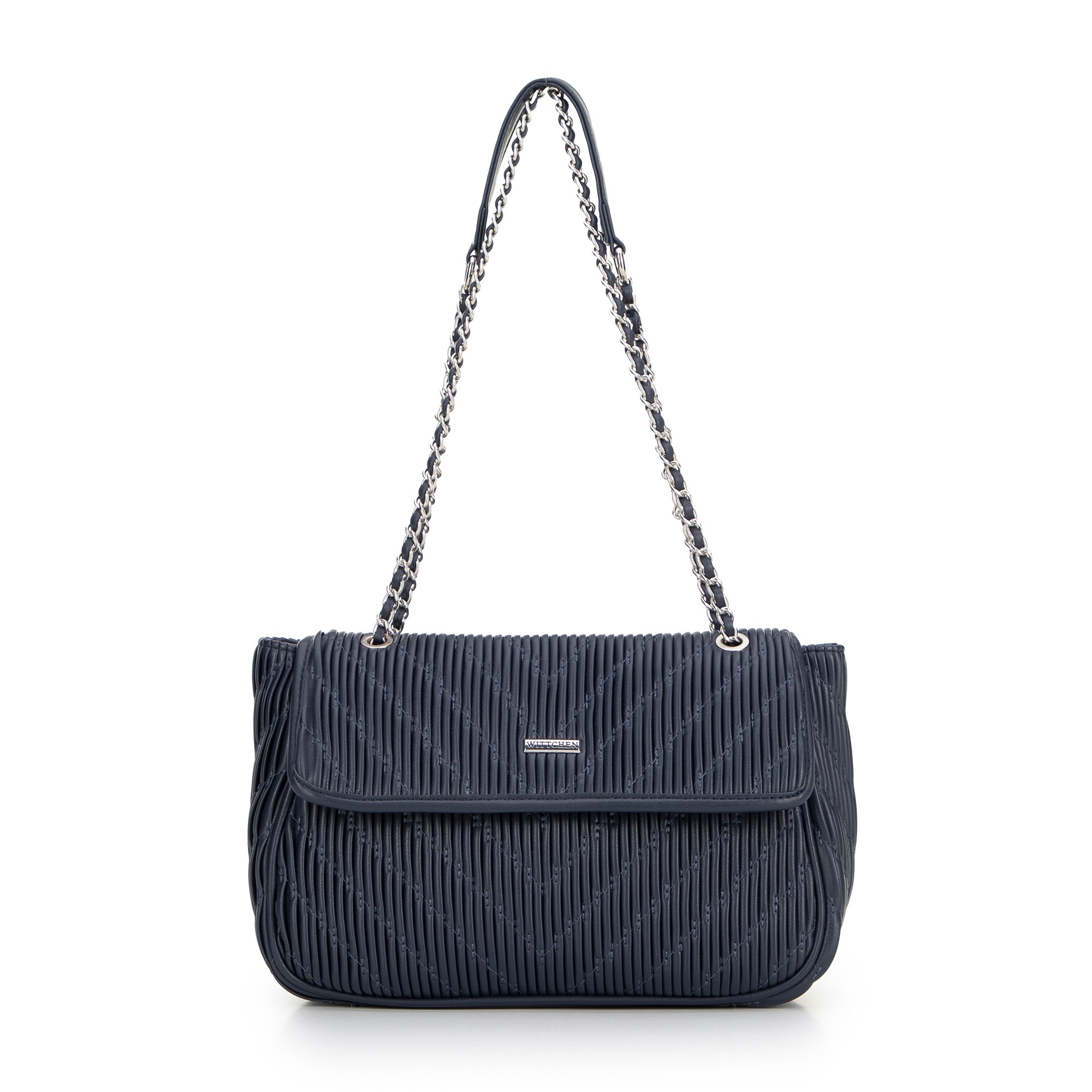 Crossbody z ekoskóry na łańcuszku granatowa