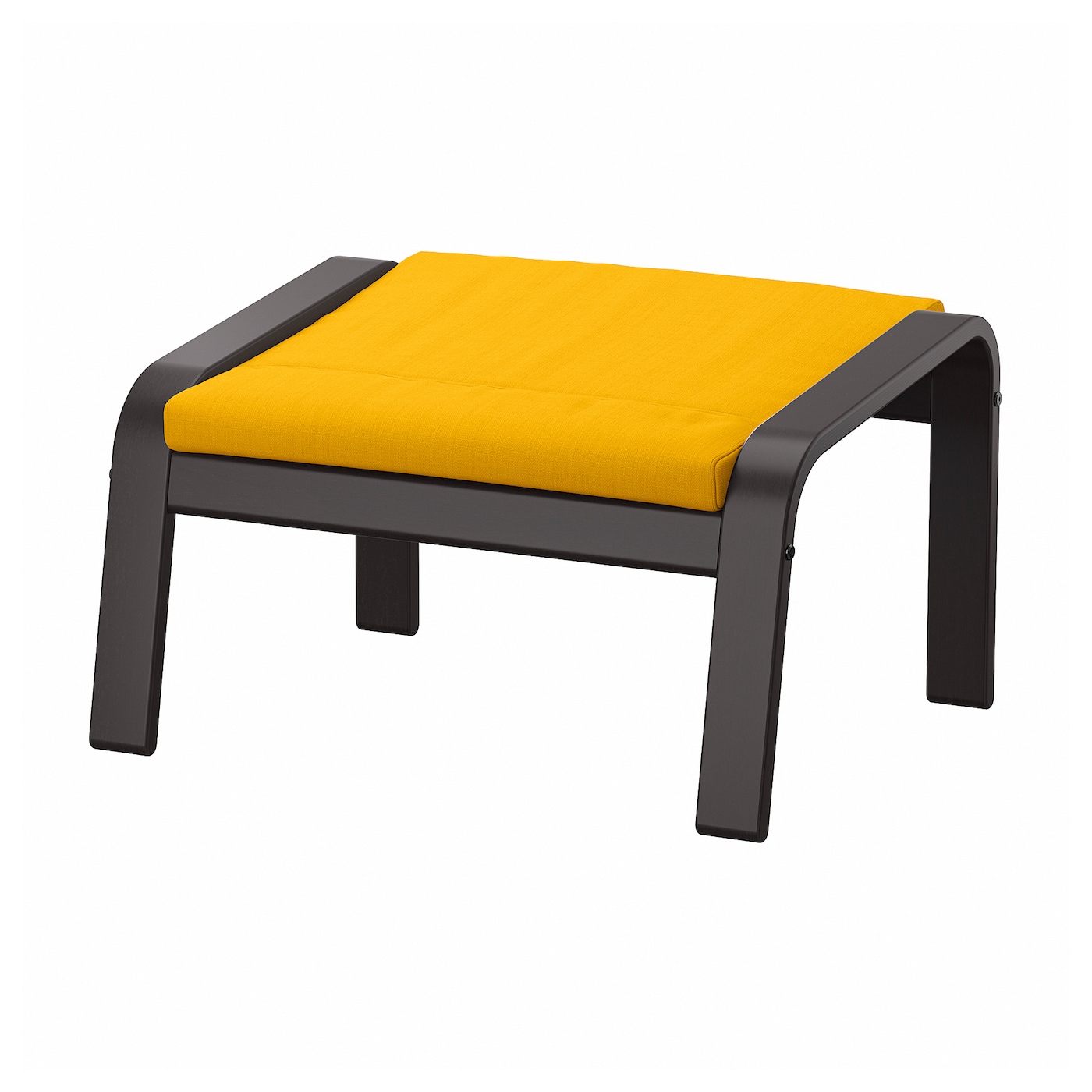 IKEA POÄNG podnóżek, czarnybrąz/Skiftebo żółty, Szerokość: 68 cm
