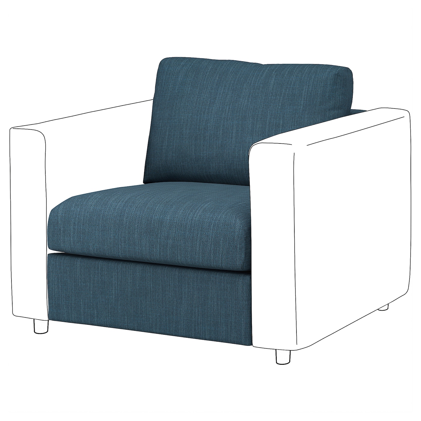 IKEA VIMLE sekcja 1-osobowa, Hillared granatowy, Wysokość z poduchami oparcia: 80 cm