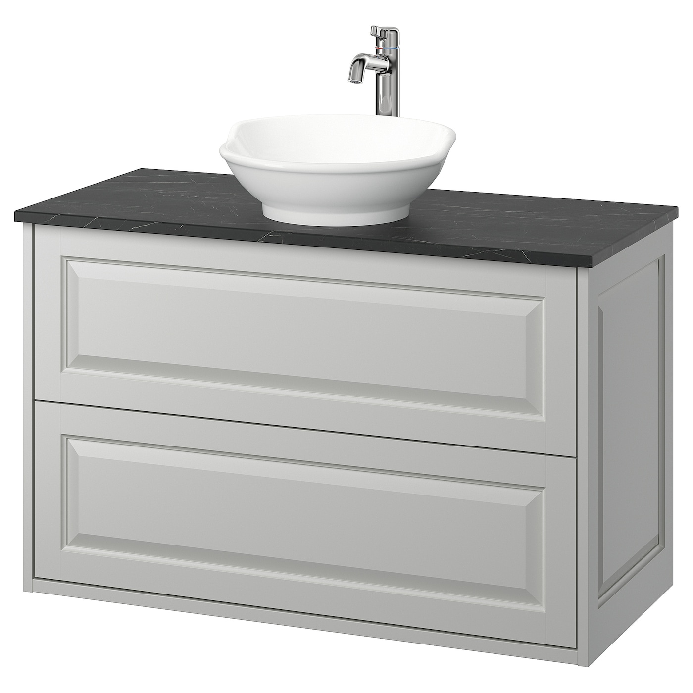 IKEA TÄNNFORSEN / VÄSTERSJÖN szaf umyw z szufladami/umyw/bateria, jasnoszary, 102x49x79 cm