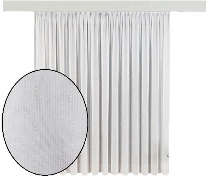 Firana ze srebrnymi pionowymi paseczkami 280x200 - elegancka dekoracja