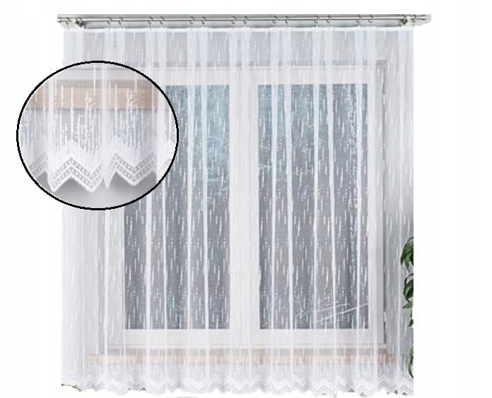Firana żakardowa Deszczyk 180x450 - elegancka, do salonu