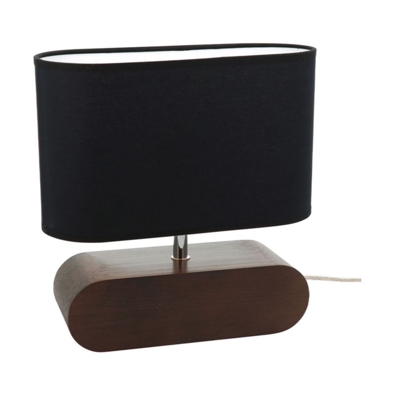 Drewniana Lampa Stołowa SPOT Light 1xE27 Max.25W Drewno Bukowe Orzechowe FSC z Czarną Tkaniną, 1szt.