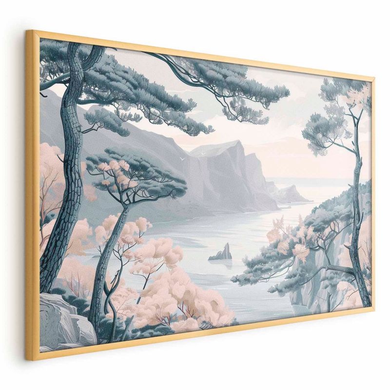Plakat Artgeist Błękitne wybrzeże 90x60 cm z ramą złotą 1 szt