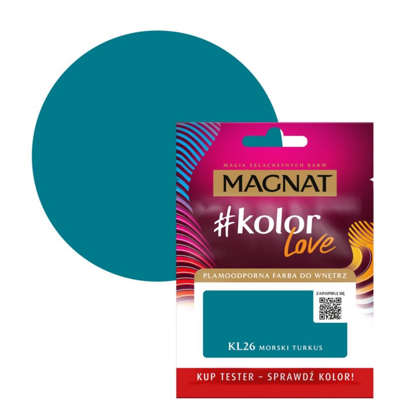 Tester farby plamoodpornej Magnat #kolorLove KL26 morski turkus 0,025 l