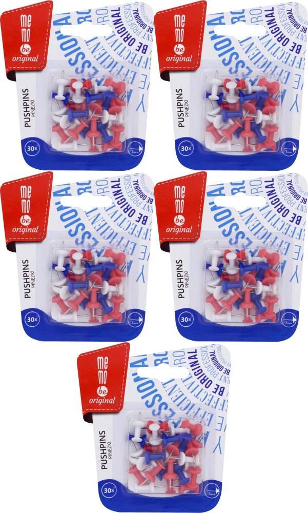 5x Pinezki beczułki MemoBe, 30 sztuk, mix kolorów