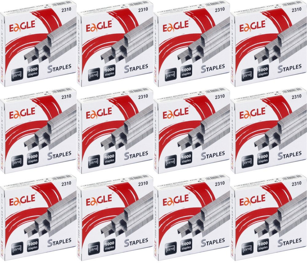 12x Zszywki specjalistyczne Eagle, 23/10, 1000 sztuk, srebrny