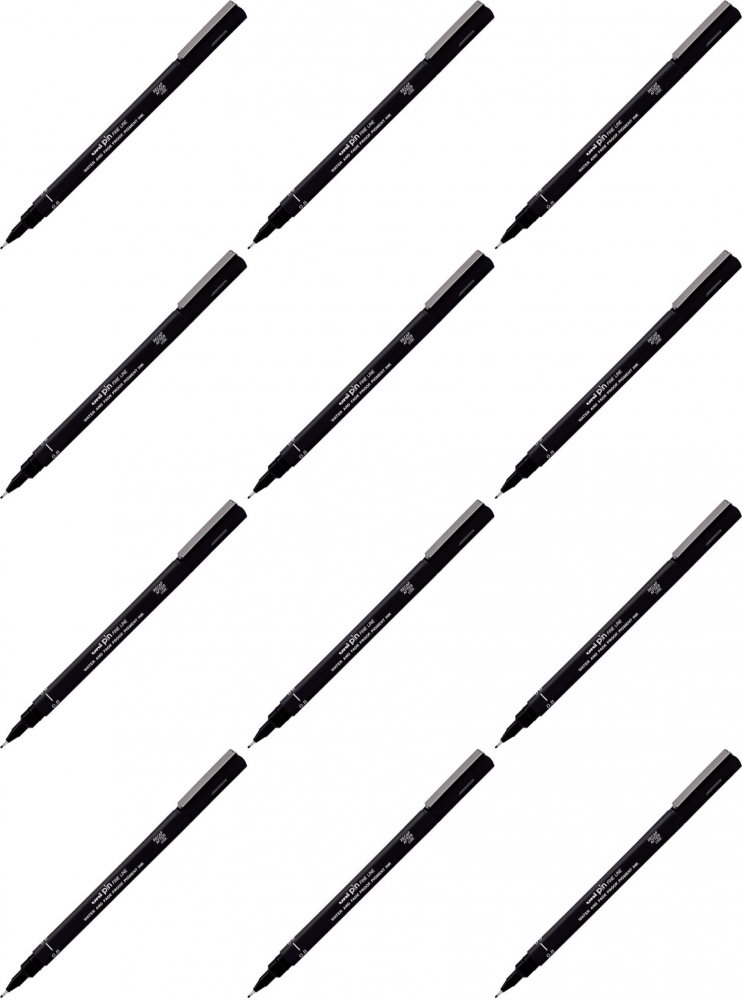 12x Cienkopis kreślarski Uni PIN-200, 0.8mm, czarny