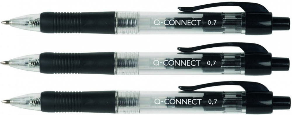 3x długopis automatyczny Q-Connect, 1mm, czarny