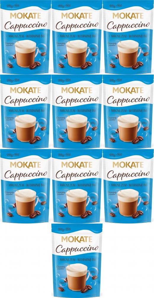 10x Kawa rozpuszczalna Mokate Cappuccino, z magnezem, 110g