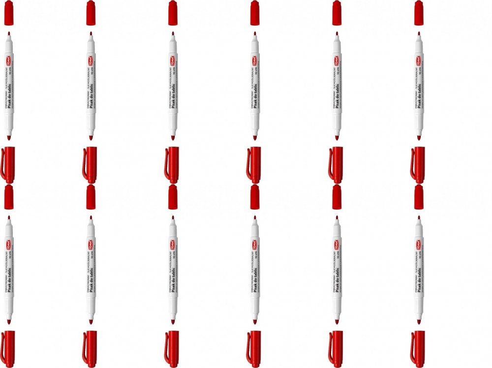 12x Marker suchościeralny Toma 270, dwustronny, okrągła, 0.8/1.5 mm, czerwony