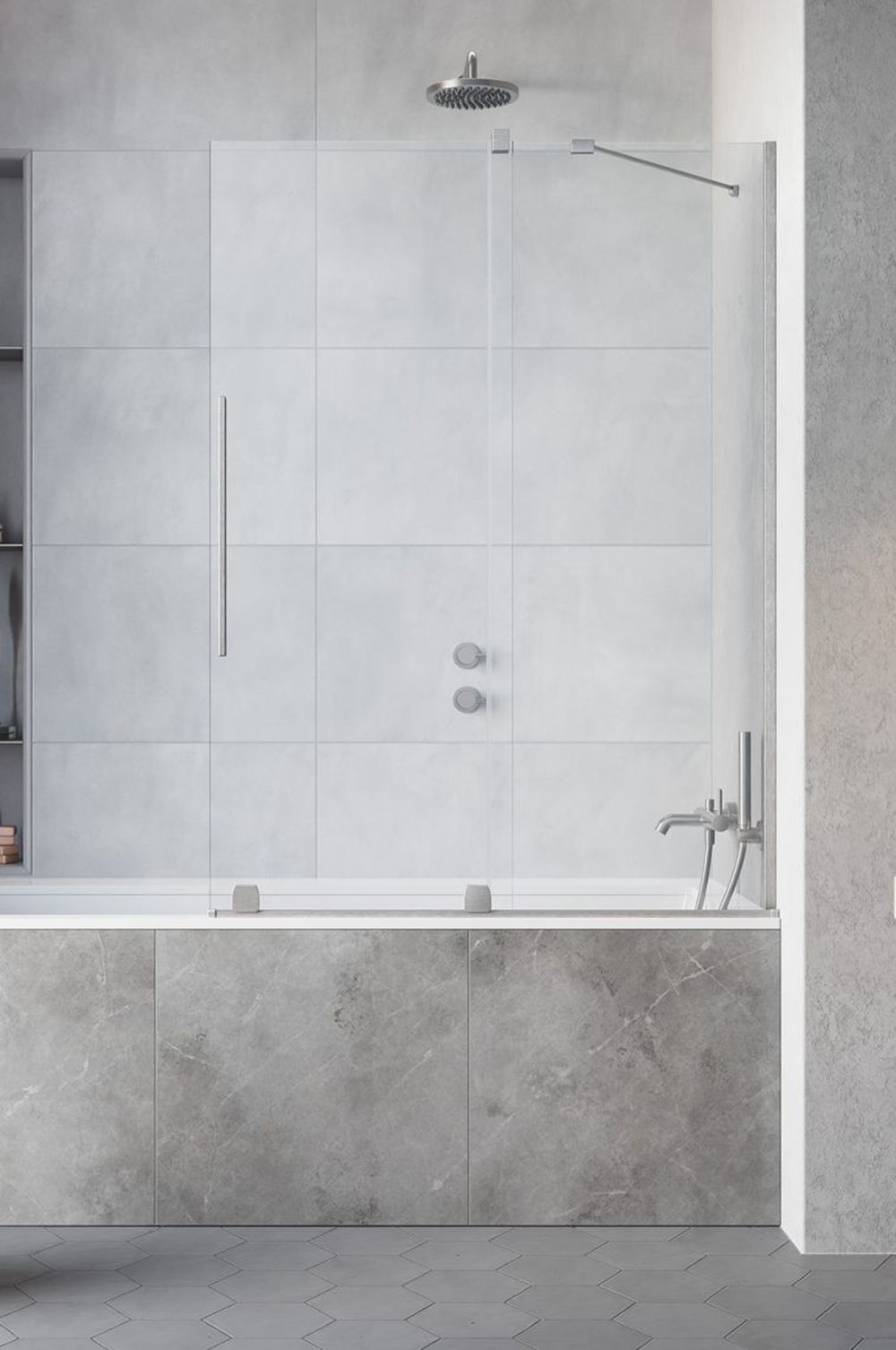 Radaway Furo Brushed Nickel PND II drzwi parawanu 63,8 cm 2-częściowy szczotkowany/szkło przezroczyste 10109638-91-01L