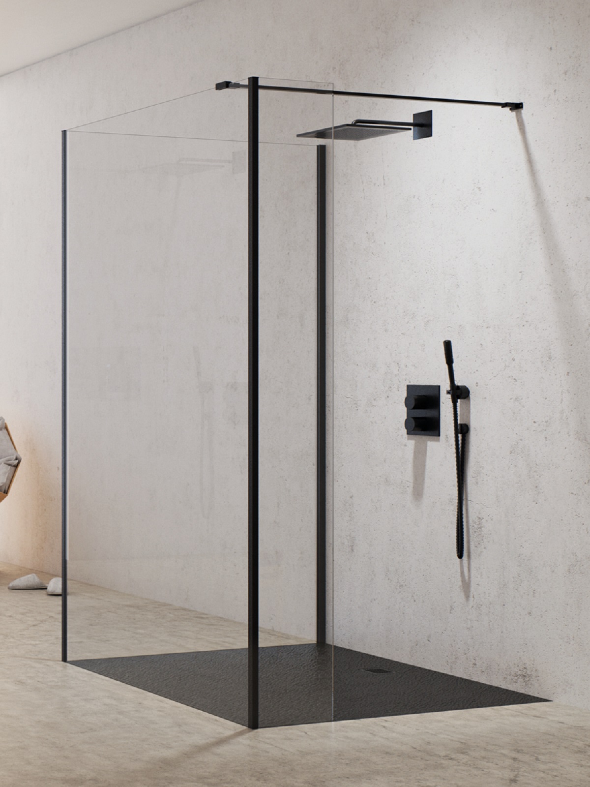 New Trendy New Modus Black ścianka prysznicowa walk-in 130 cm czarny mat/szkło przezroczyste EXK-5594
