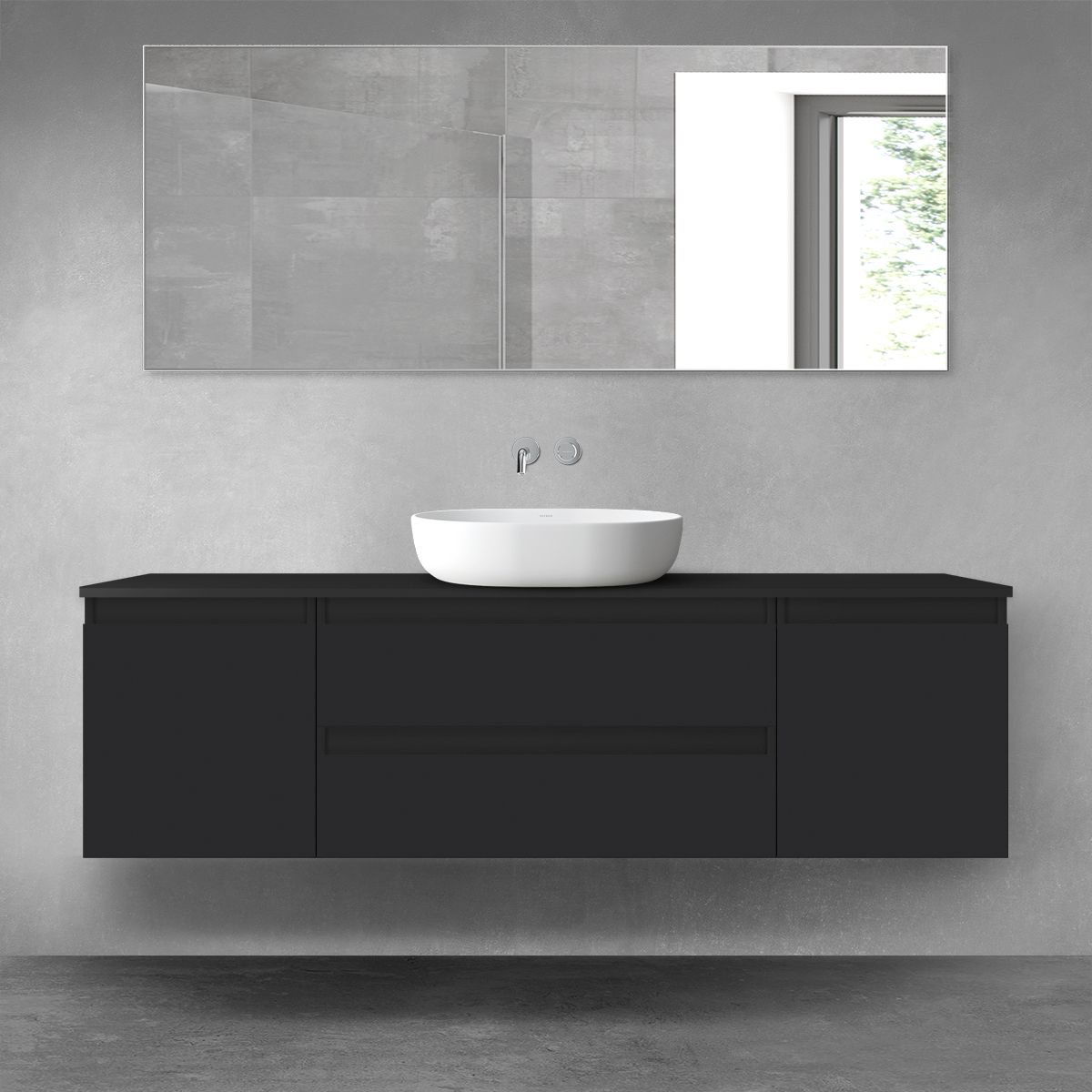 Oltens Vernal zestaw mebli łazienkowych 160 cm z blatem czarny mat 68378300 - Wysyłka w 24h
