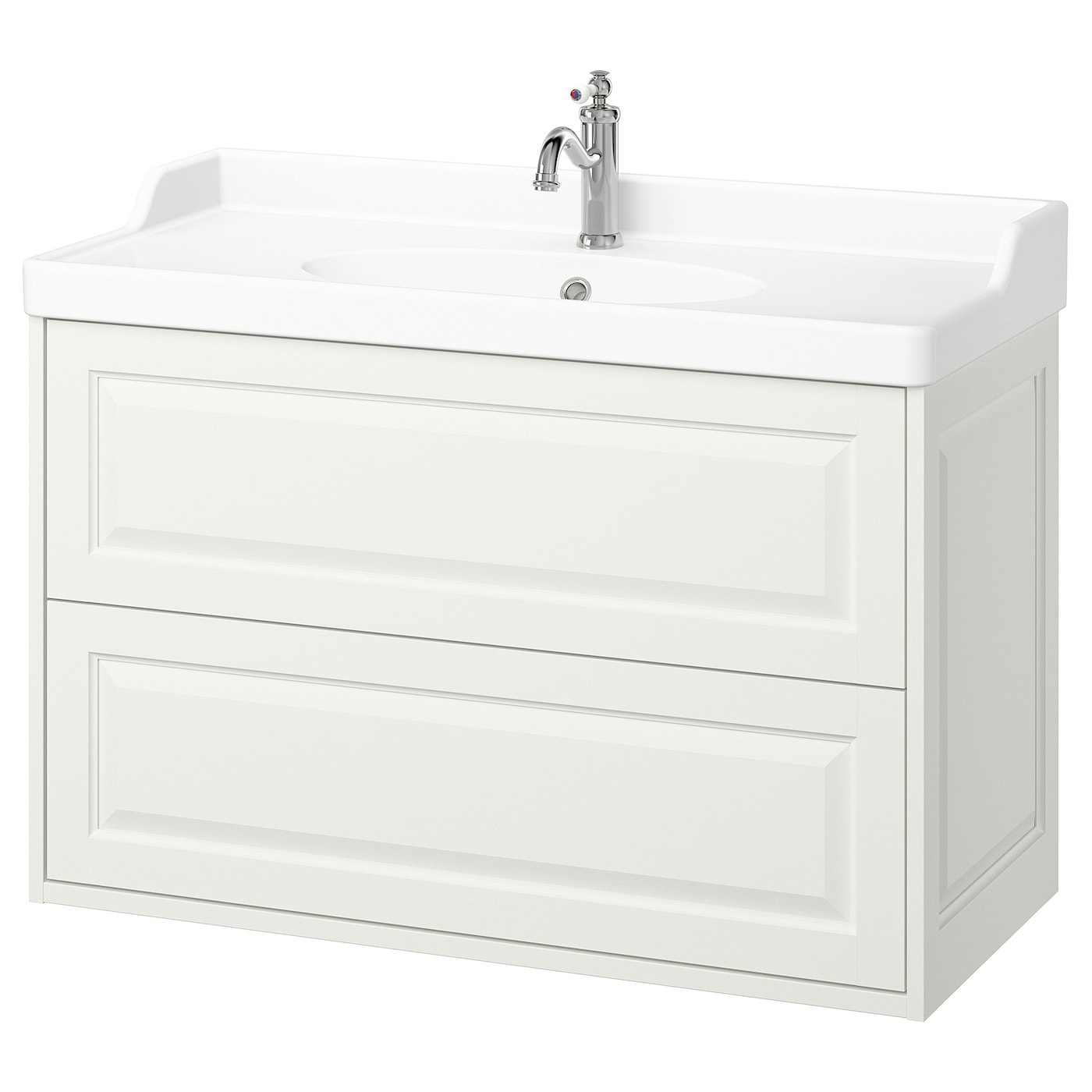 IKEA TÄNNFORSEN / RUTSJÖN szaf umyw z szufladami/umyw/bateria, biały, 102x49x74 cm