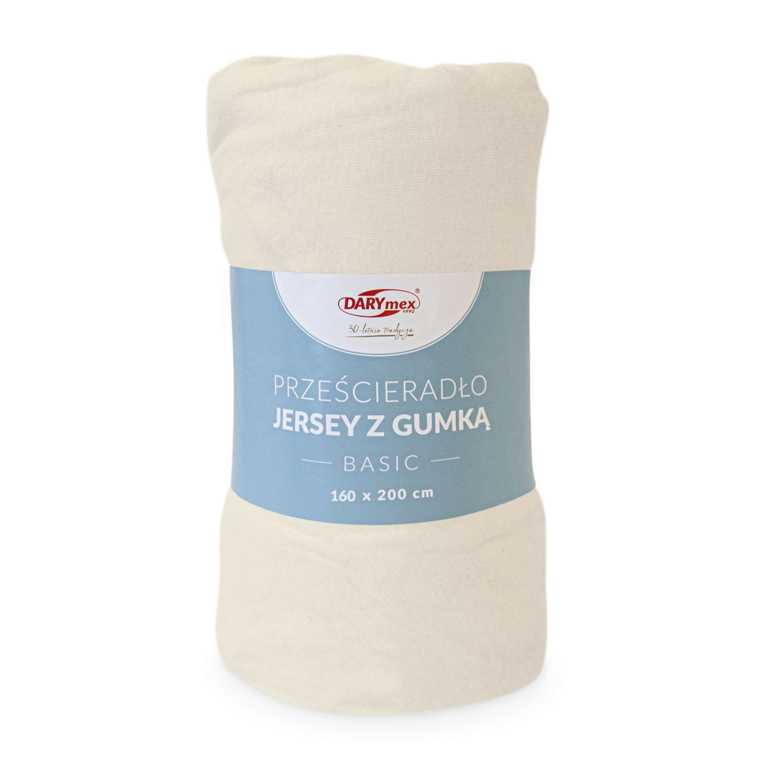 Prześcieradło z gumką jersey 220x200 BASIC écru
