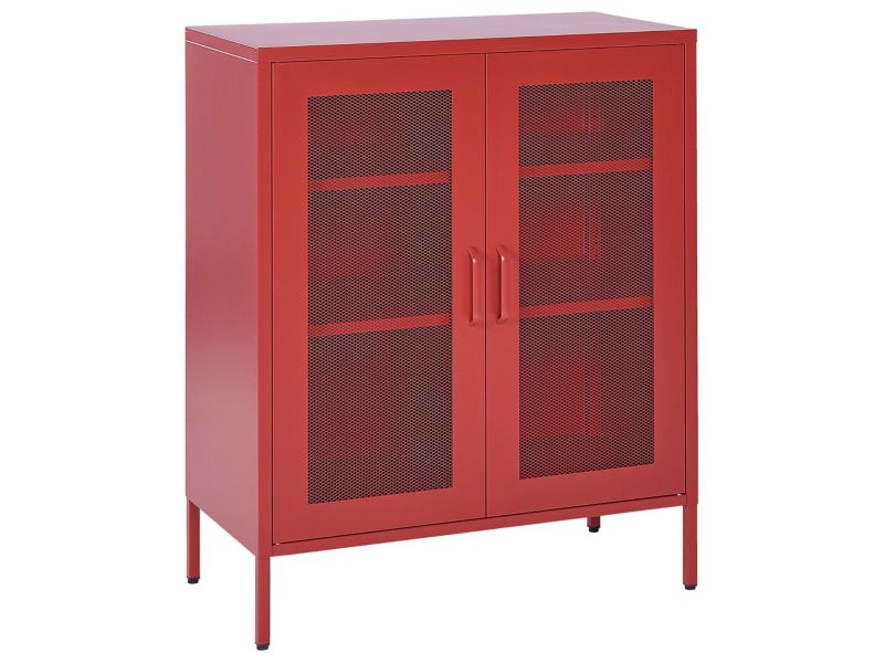 Komoda dwudrzwiowa Wakatipu Metal 80 cm 40 cm Czerwony 1 szt.