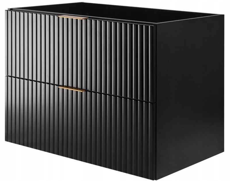 Szafka łazienkowa Furnidea 80 cm wisząca z blatem ryflowana czarny MDF Flow 1 szt.