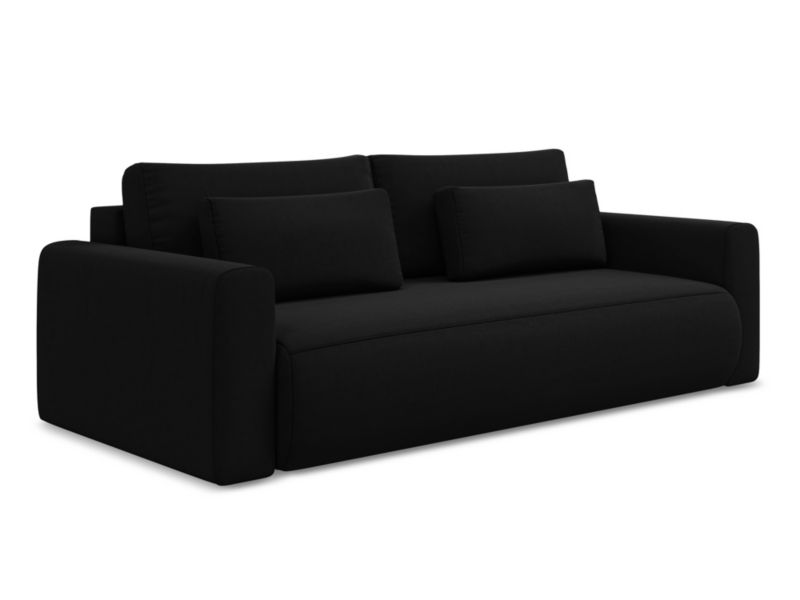 Kanapa 3-osobowa z funkcją spania Makamii Kapua z weluru 238x105 cm czarny 1 szt.