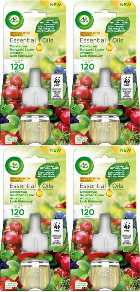 4x Wkład do odświeżacza elektrycznego Air Wick, Deszczowa świeżość lasów Amazonii, 19ml