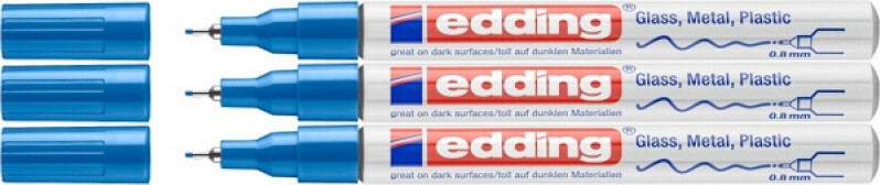 3x Marker olejowy połyskujący edding 780, okrągła, 0.8mm, 1 sztuka, niebieski