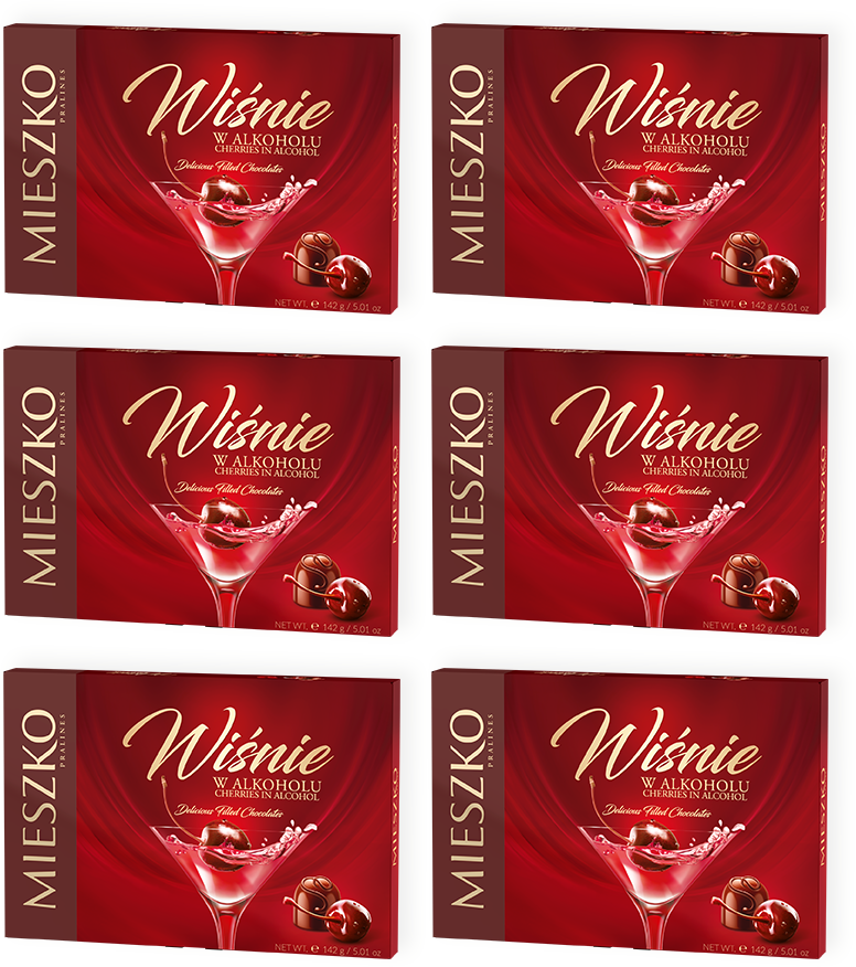 6x Bombonierka Mieszko Wiśnie w likierze, 142g