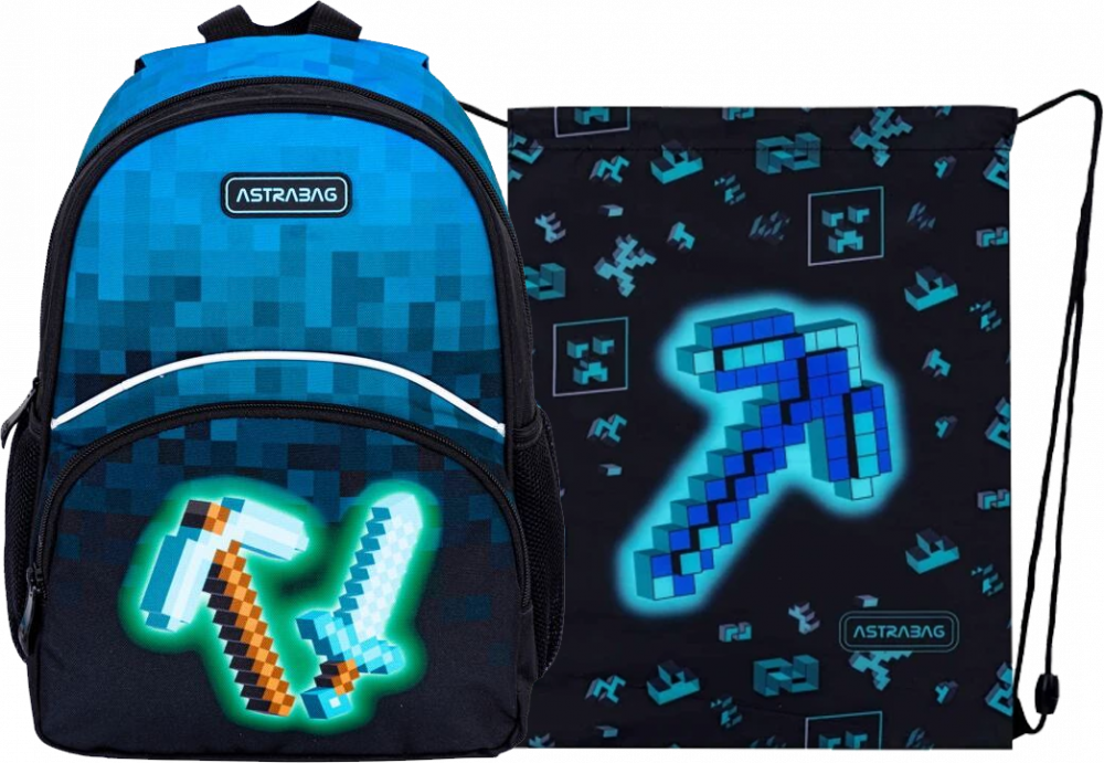Zestaw: Plecaczek + worek na buty Astra Astrabag Dark Pixel