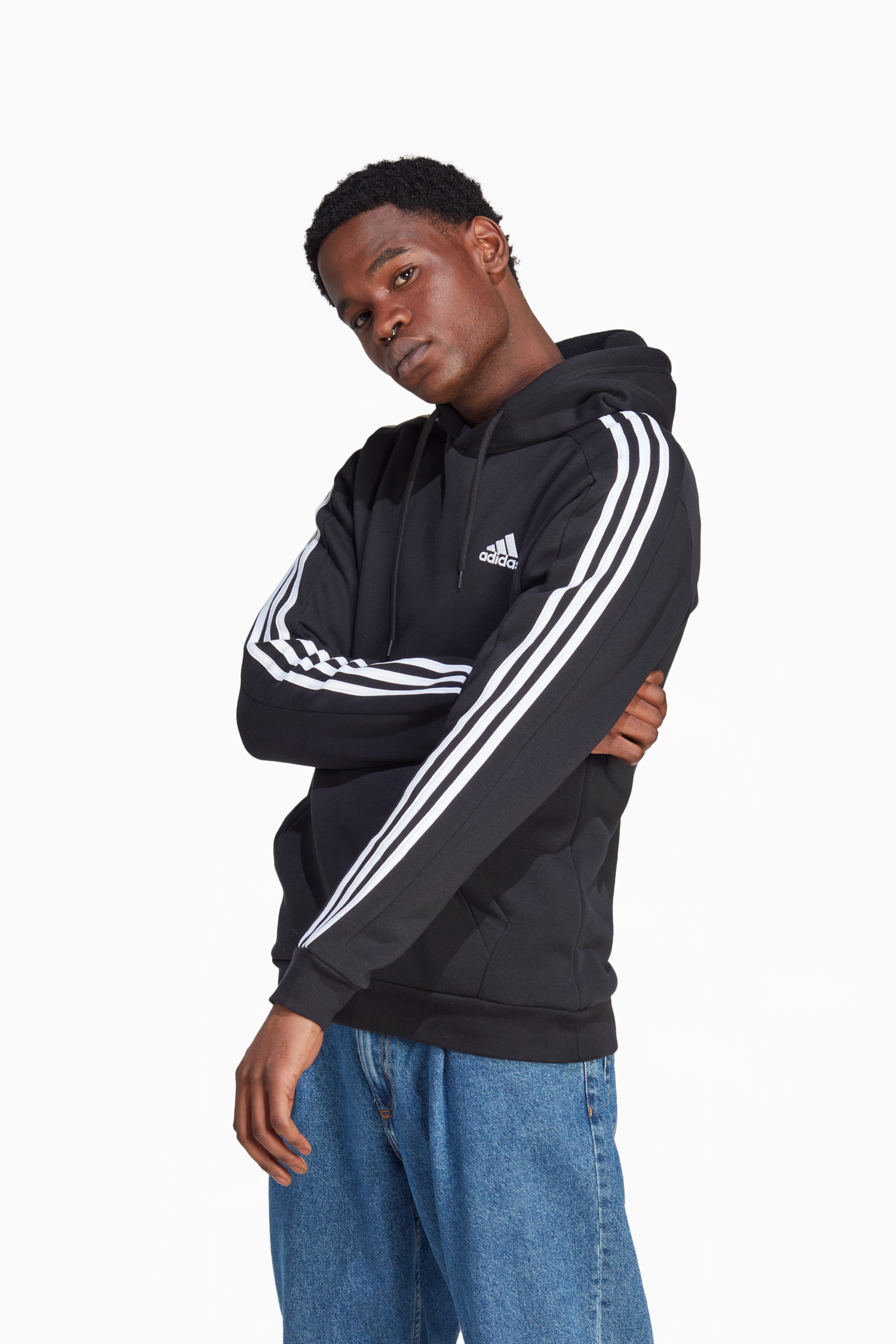 Bluza z kapturem adidas Essentials Fleece 3S - Czarny