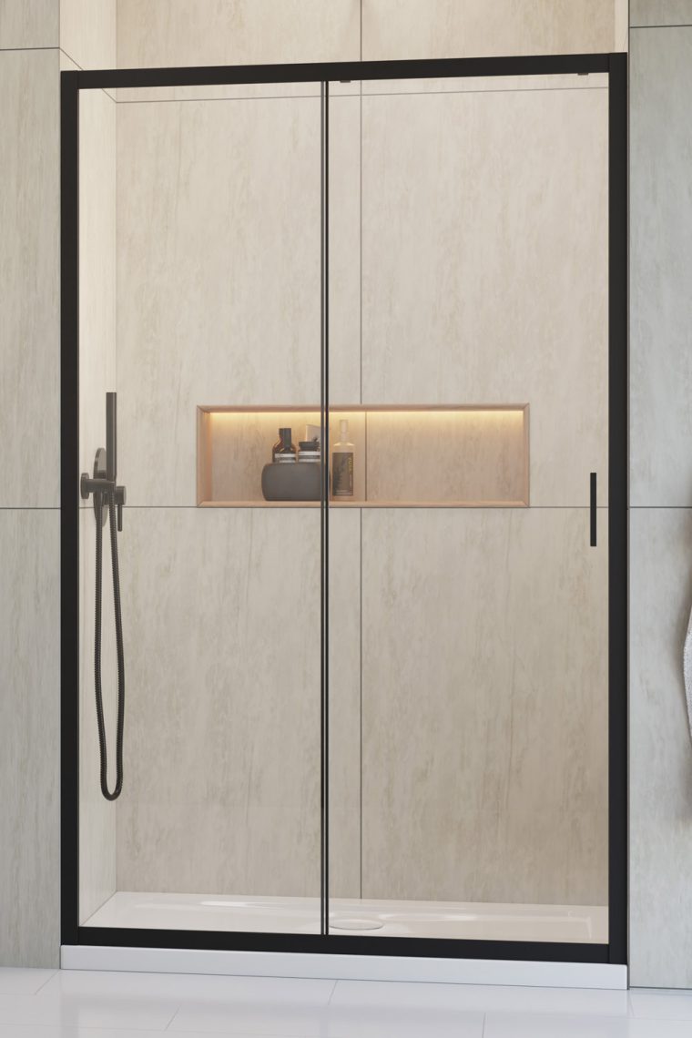Radaway Alienta Black DWJ drzwi prysznicowe 140 cm rozsuwane czarny mat/szkło przezroczyste 10260140-54-01