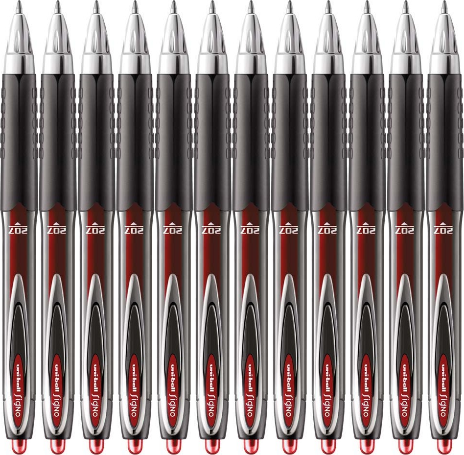12x Długopis żelowy automatyczny Uni, Uni-ball Signo UMN-207, 0.7mm, czerwony
