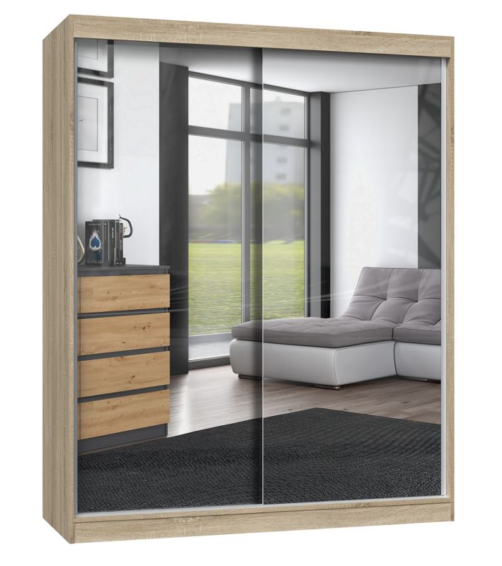 Szafa Przesuwna Topeshop IGA 160 cm Drzwi 2 Lustra Dąb Sonoma 61x160x200 cm 1 szt.