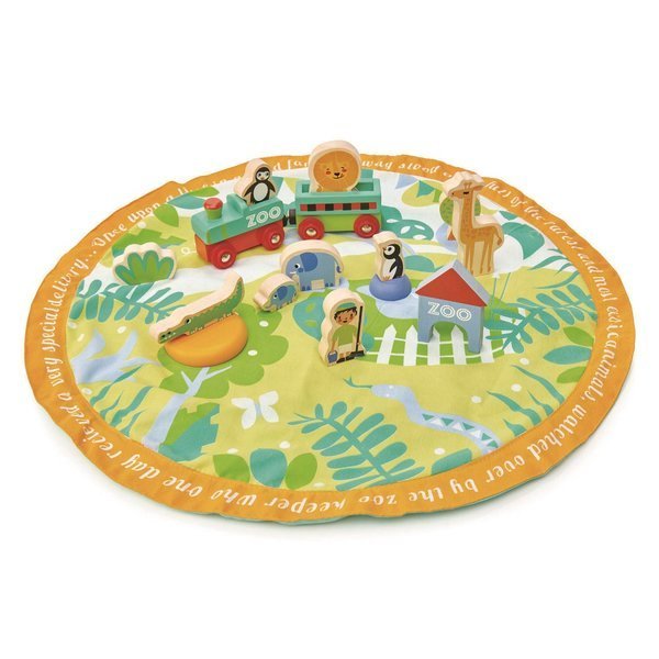 Tender Leaf Toys, Mata z drewnianymi zabawkami - Safari