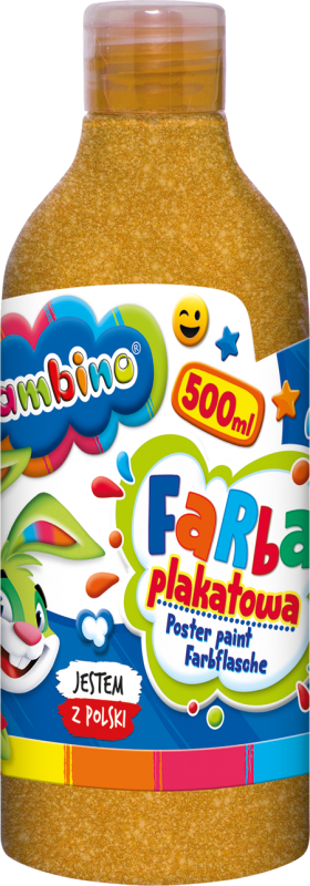 Farba plakatowa Bambino Zwierzaki Uczniaki, w butelce, 500ml, złoty