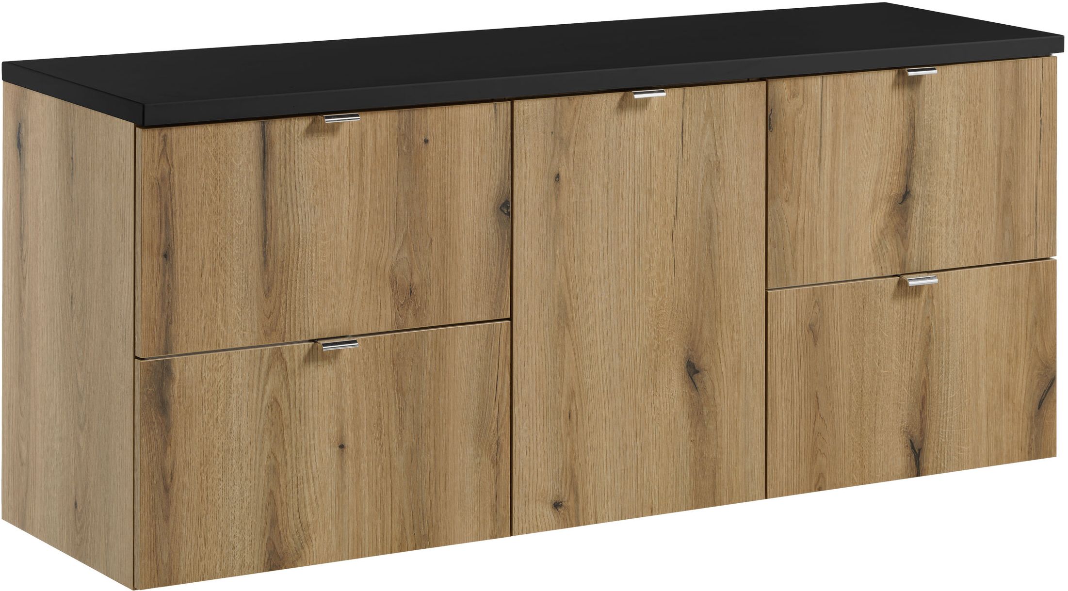 Zestaw meblowy Nova Oak szafka podumywalkowa 140 cm dąb z blatem czarnym SET-NOA B BLACK 140CM S