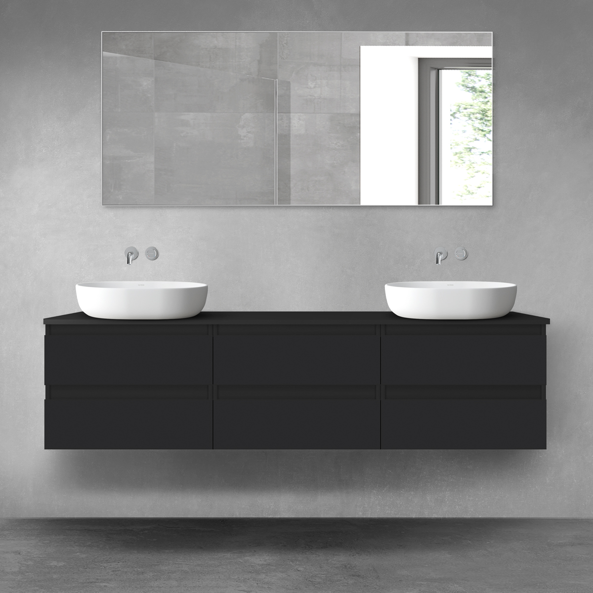 Oltens Vernal zestaw mebli łazienkowych 180 cm z blatem czarny mat 68489300 - Wysyłka w 24h
