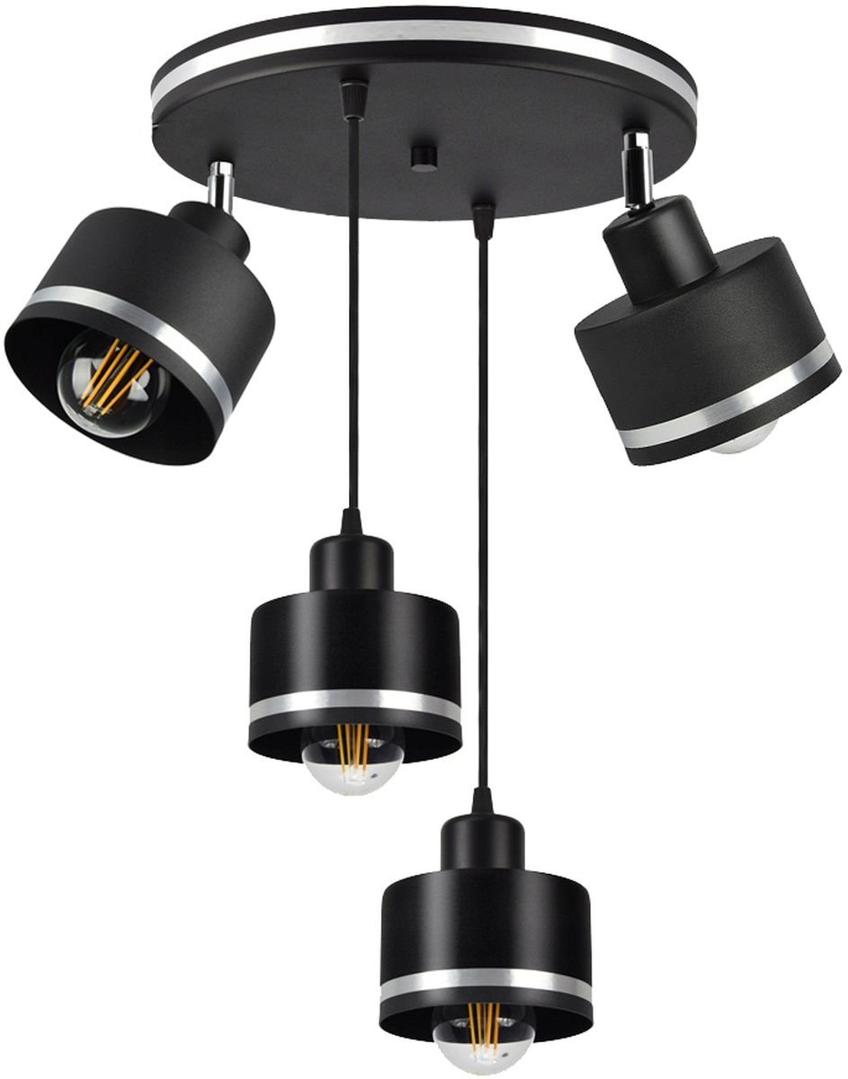 Candellux Wama lampa wisząca 4x40W czarna/chrom 34-00507