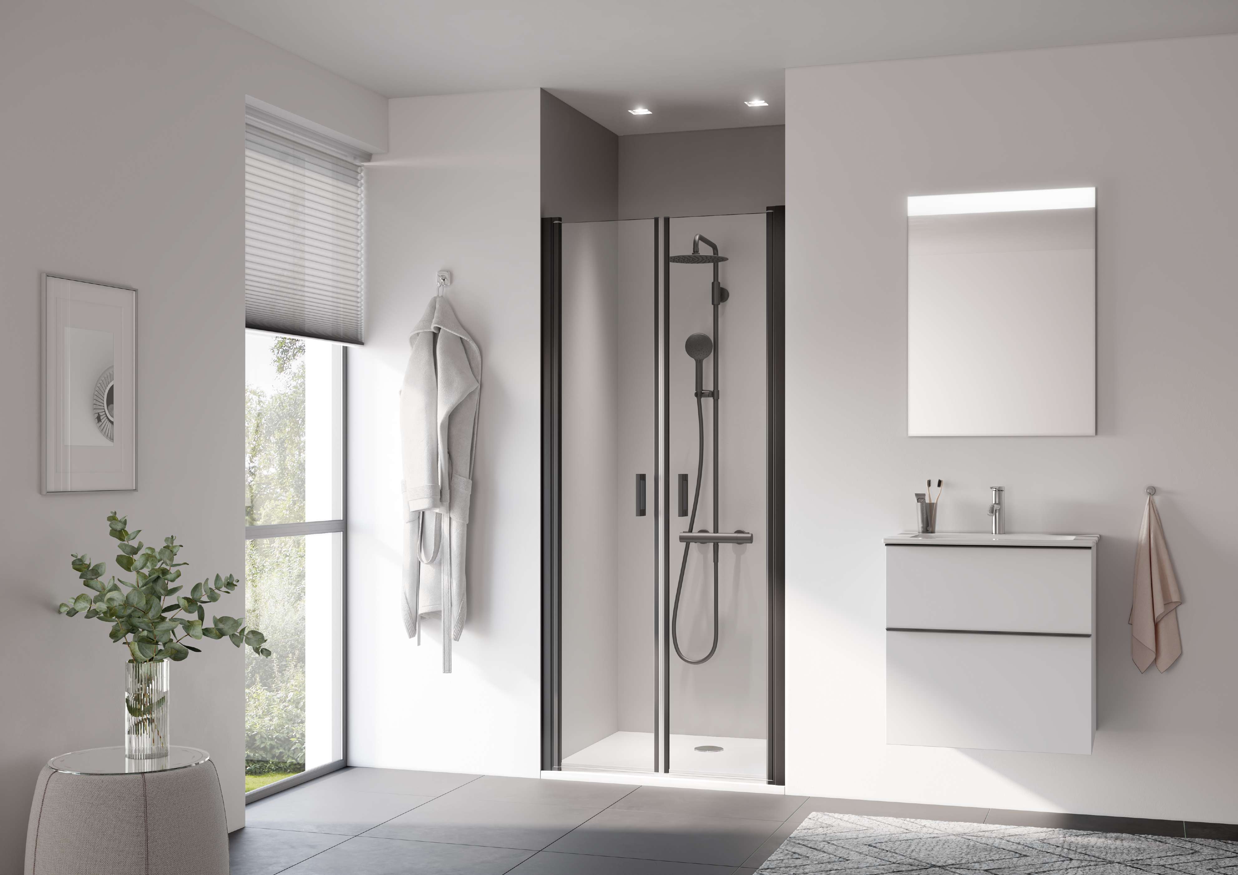 Kermi Cada XS Czarny Soft drzwi prysznicowe 105 cm czarny soft/szkło przezroczyste CKPTD105203PK