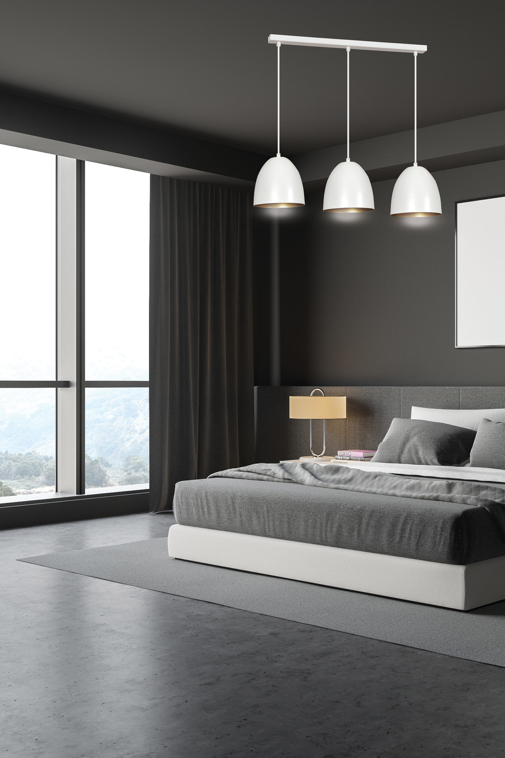 Emibig Lenox lampa wisząca 3x15 W biała-złota 411/3