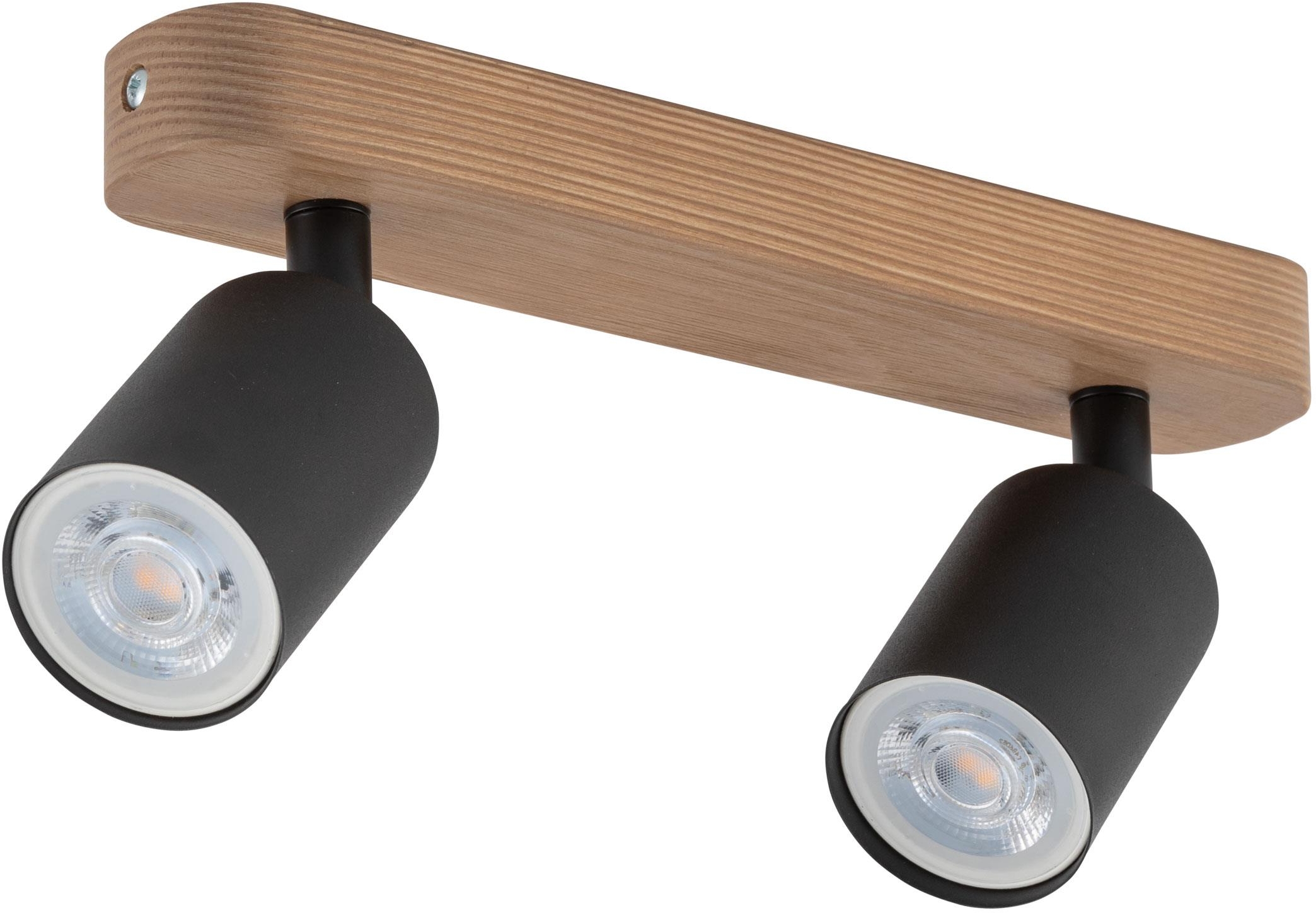 TK Lighting Top lampa podsufitowa 2x10W czarny/drewno 3291