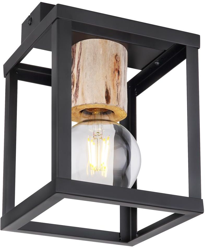 Candellux Retro lampa podsufitowa 1x40W czarna/drewniana 31-00774