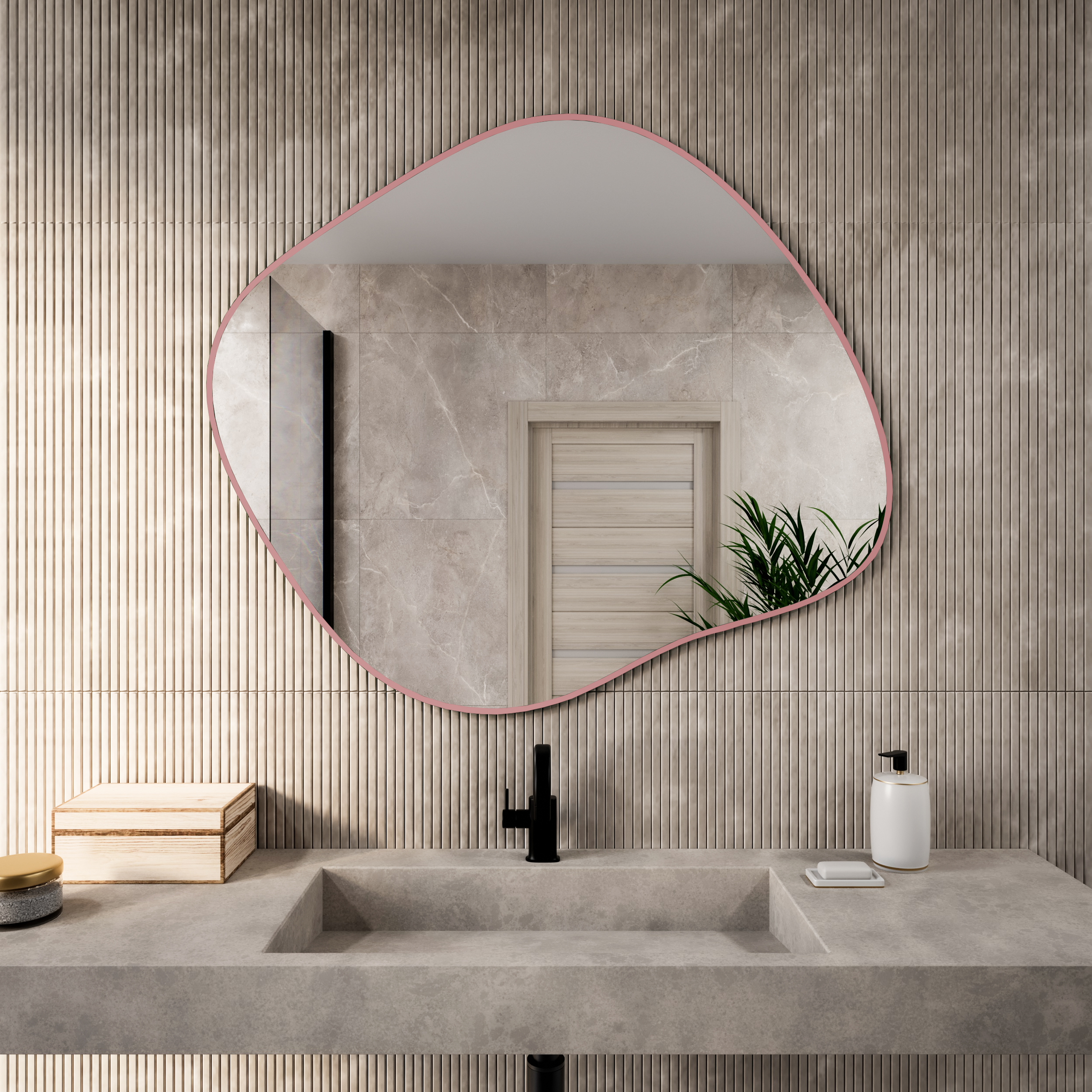 Baltica Design Tiny Border Stain III lustro 100x86 cm pudrowy róż