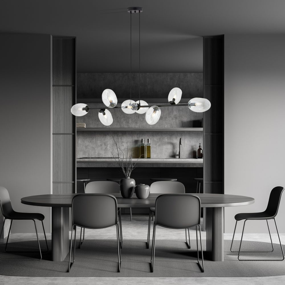 Emibig Pandora lampa wisząca 8x10 W czarny/szkło przezroczyste 1262/8