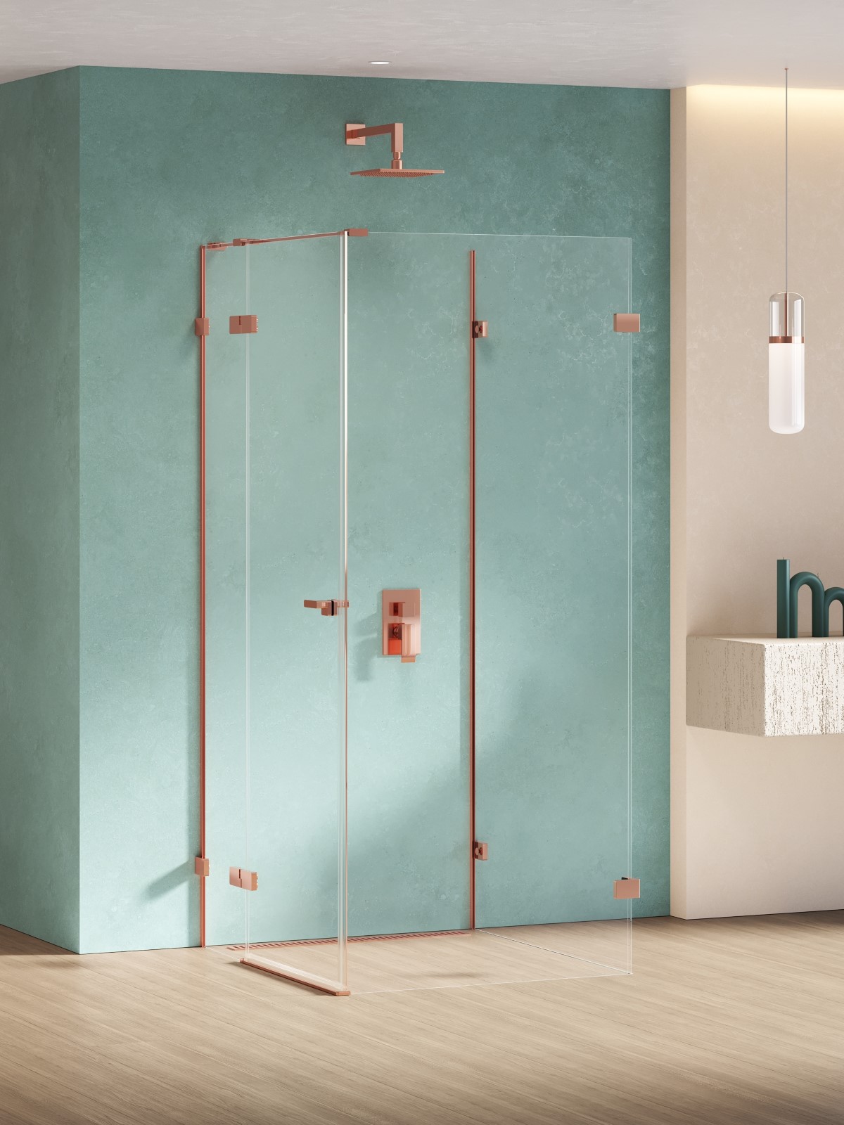 New Trendy Eventa Copper Shine kabina prysznicowa 100x100 cm prostokątna lewa miedź połysk/szkło przezroczyste EXK-6513