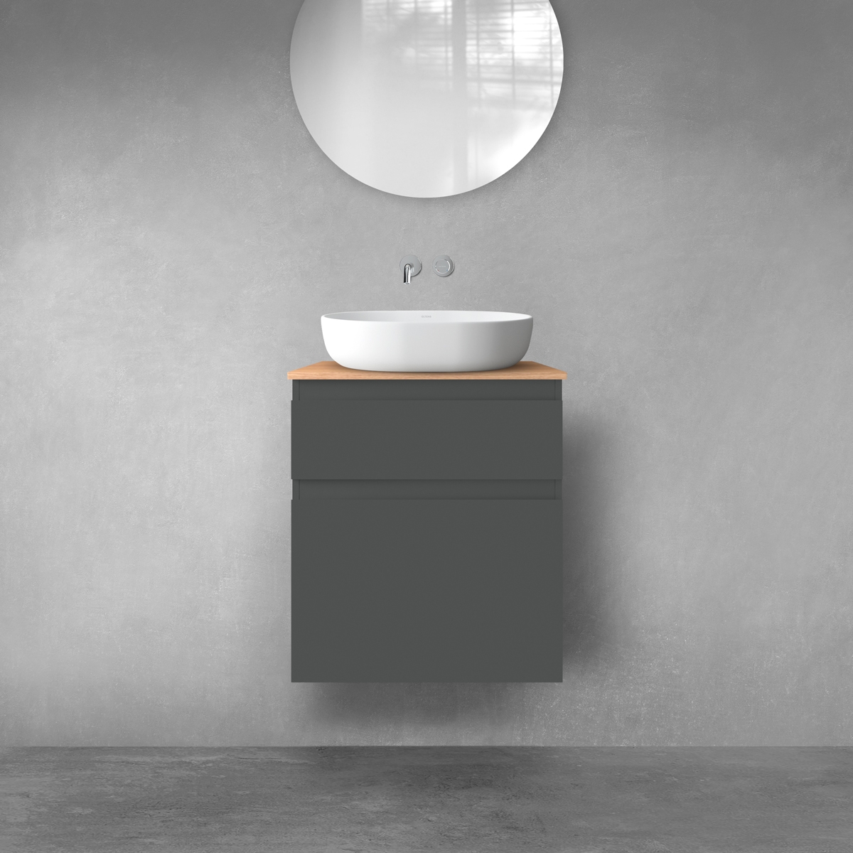 Oltens Vernal zestaw mebli łazienkowych 60 cm z blatem grafit mat/dąb 68222400 - Wysyłka w 24h