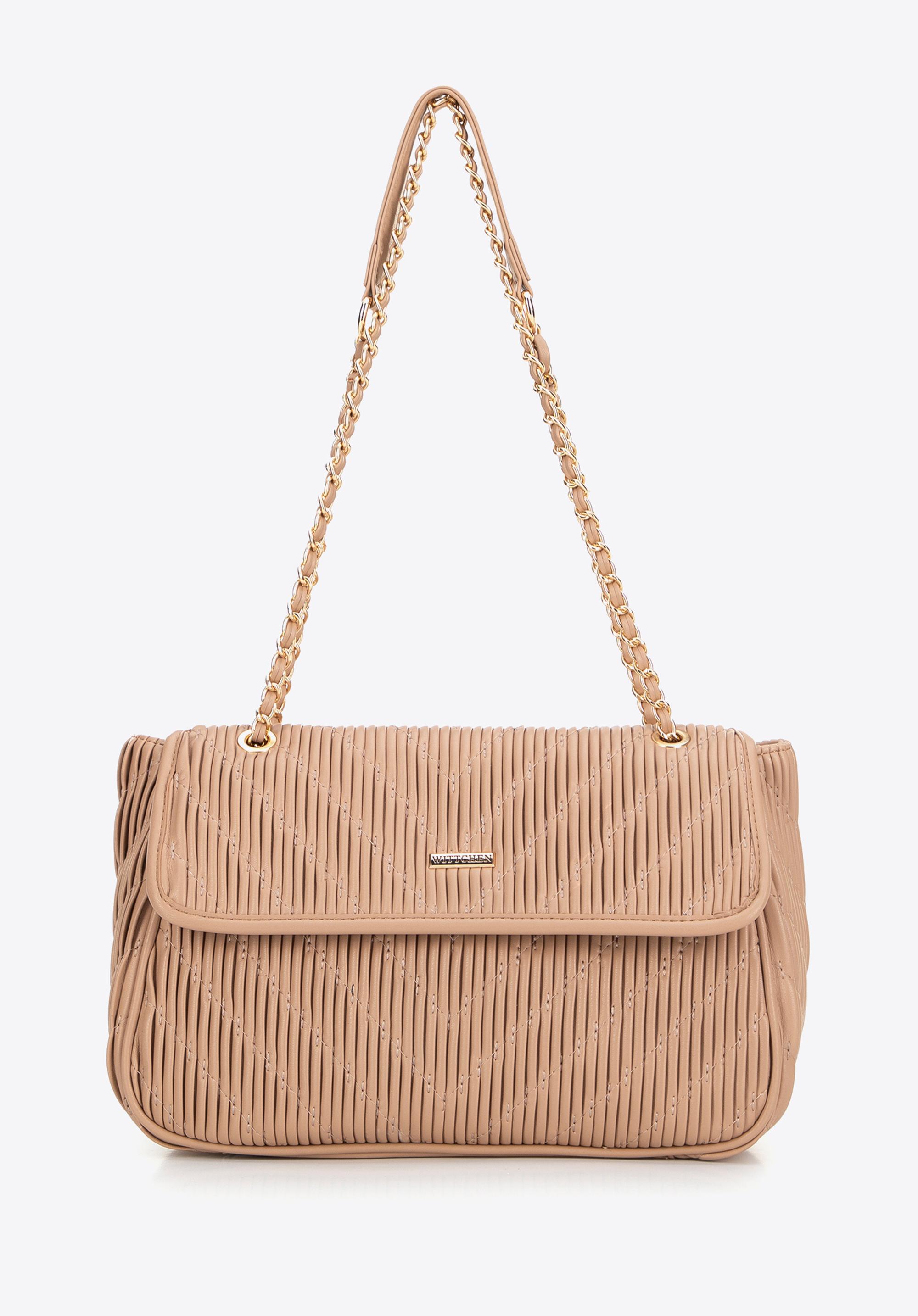 Crossbody z ekoskóry na łańcuszku beżowa
