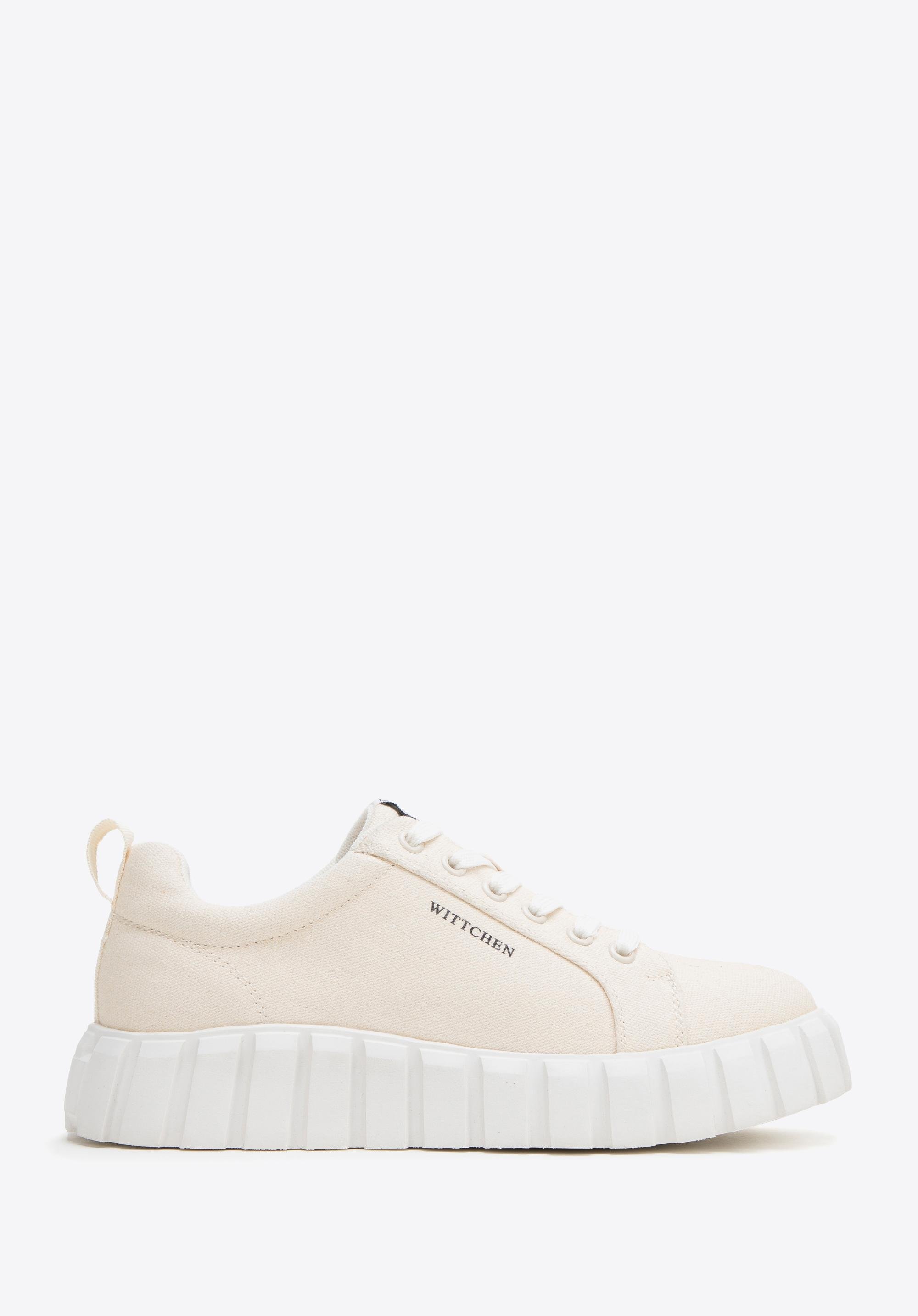 Damskie sneakersy na platformie jasny beż